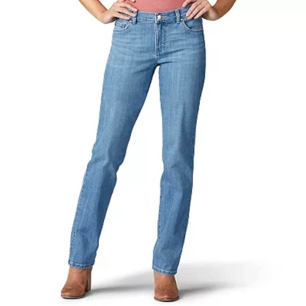 Bundle 2 Pair Lee Relaxed Fit At The Waist Medium Wash Jeans Size Women 12Short